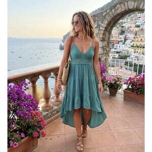 Blush Crochet High-low Sundress Boho Fairy Coquette Cottagecore XL Green